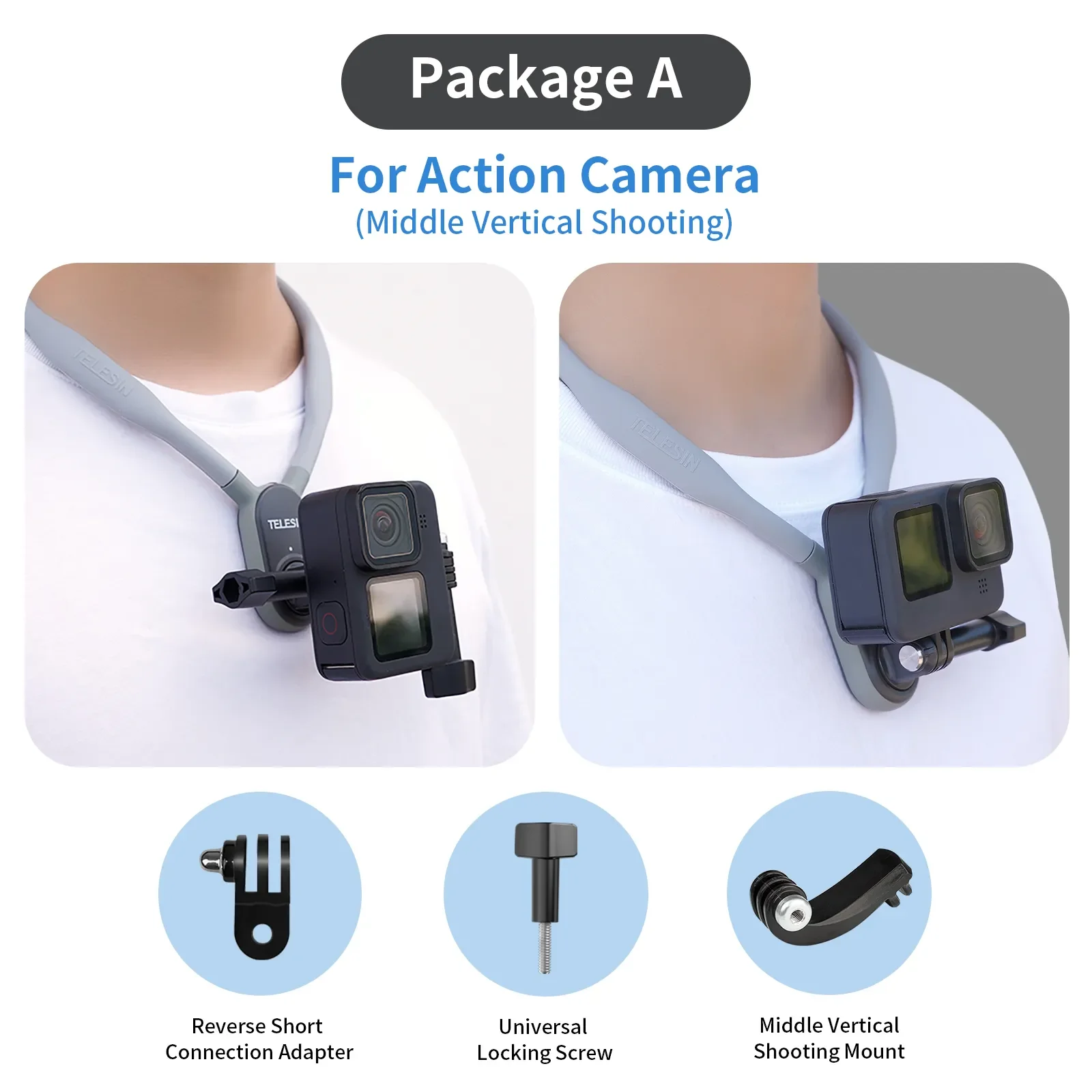 TELESIN Magnetic Neck Holder Mount for Action Cameras/ Phones