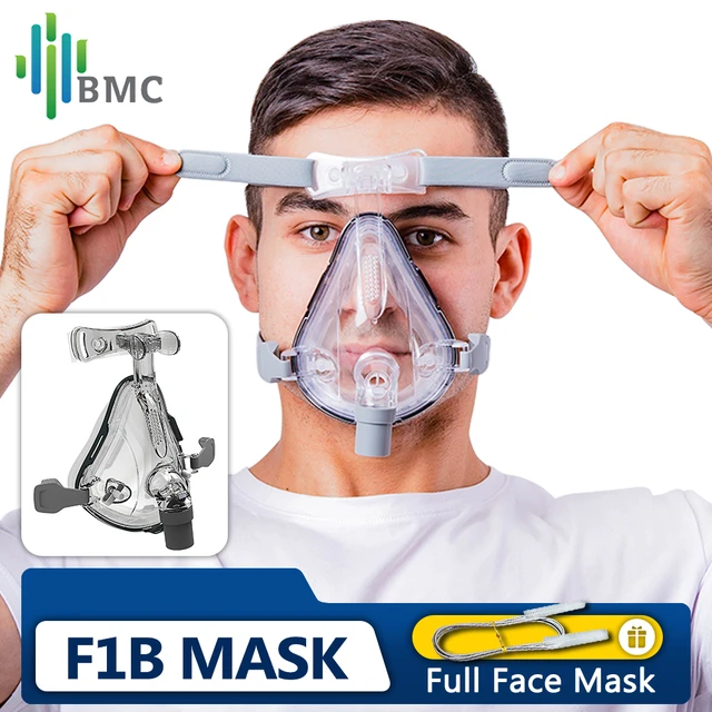 BMC F1B Mascarilla facial completa con casco Accesorios para CPAP y BiPAP  Almohadilla de silicona suave Diseño de soporte para la frente contra los  ronquidos Apnea del sueño - AliExpress