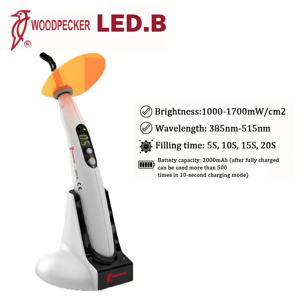 Woodpecker LED B Kabelloses Dental-Polymerisationsgerät für Zahnaufhellung und Harz-Füllungen – Dentales Lichthärtungsgerät
