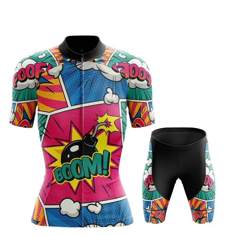 Woman‘s Cycling Jersey Set 2023 Funny Cartoon Summer Anti-UV Bicycle Clothing Short Sleeve Bike Clothes Maillot Ropa Ciclismo 4