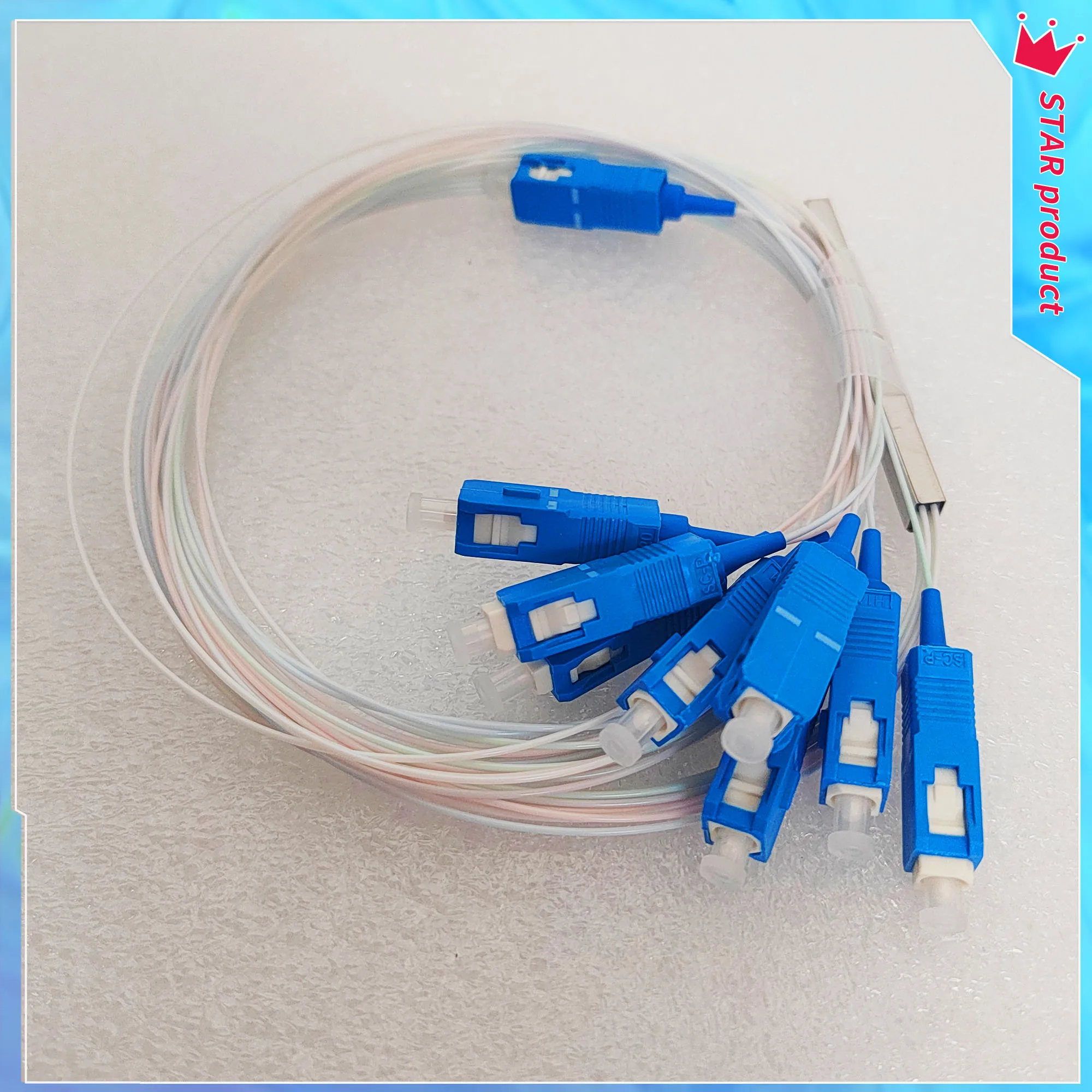 1 * 8 Fiber Splitter Steel Tube PLC Splitter SC APC UPC 1x8 0.9mm 1M Fiber Optic Cable Splitter Fiber Connector Free Shipping