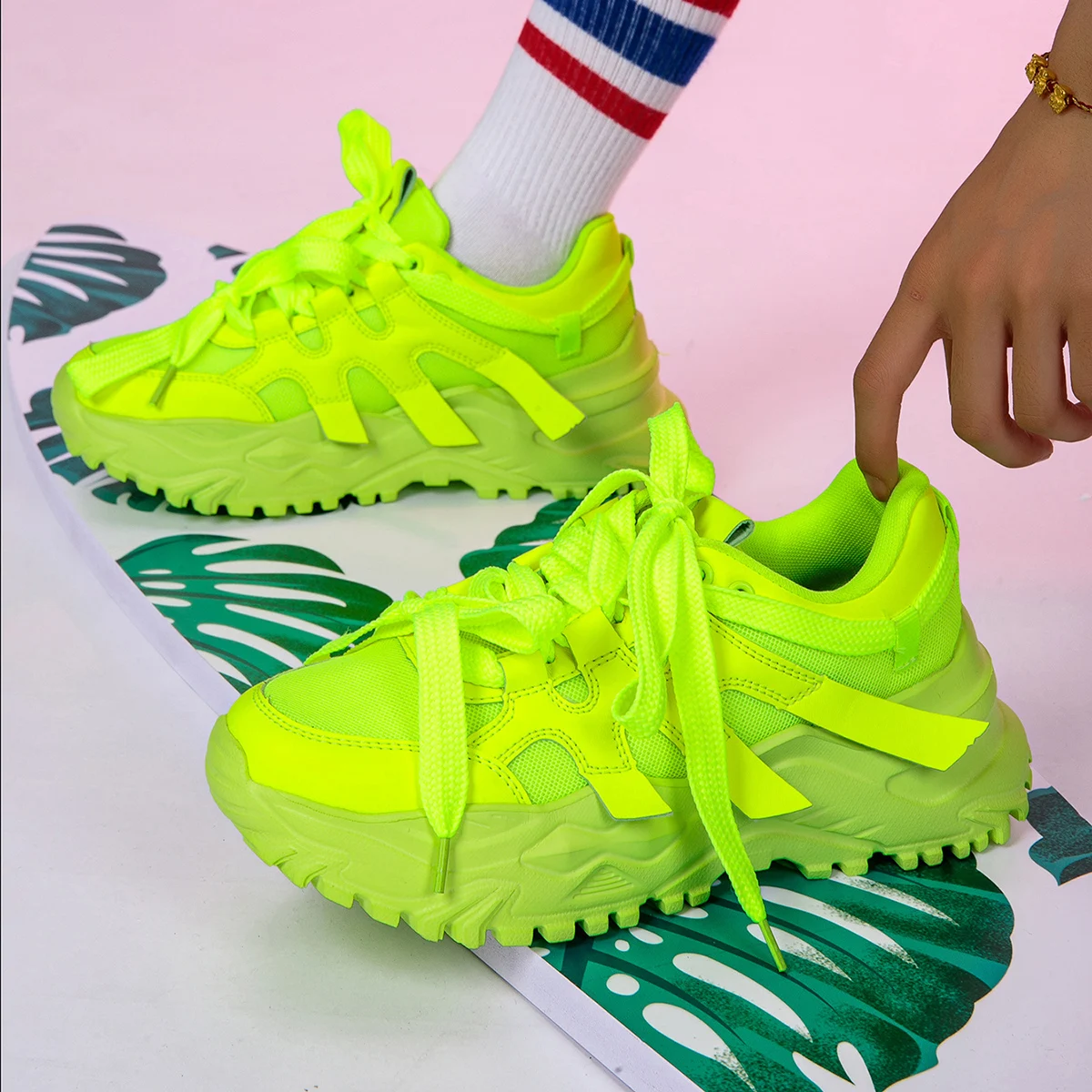 

Женские массивные кроссовки, Вулканизированная подошва, дышащая повседневная обувь для бега