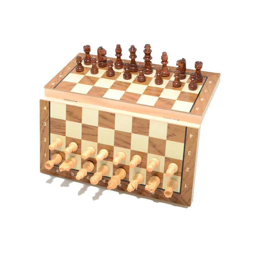 Foldable Chess Board 2 in 1 Portable Storage Wooden Educational Games Christmas Gifts For Students