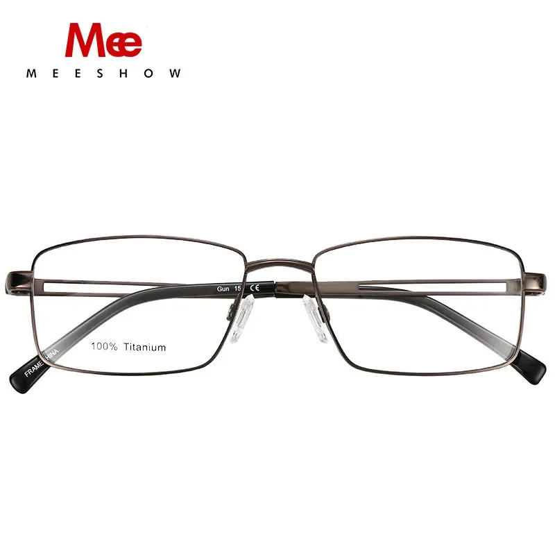 

Meeshow Classic Pure Titanium glasse frame men business square eyeglasses ultralight myopia big size Optic prescription glasses