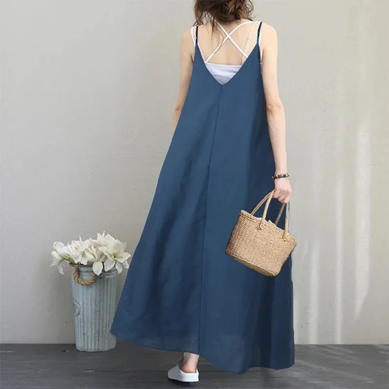 Women Beach V Neck Slip Dress