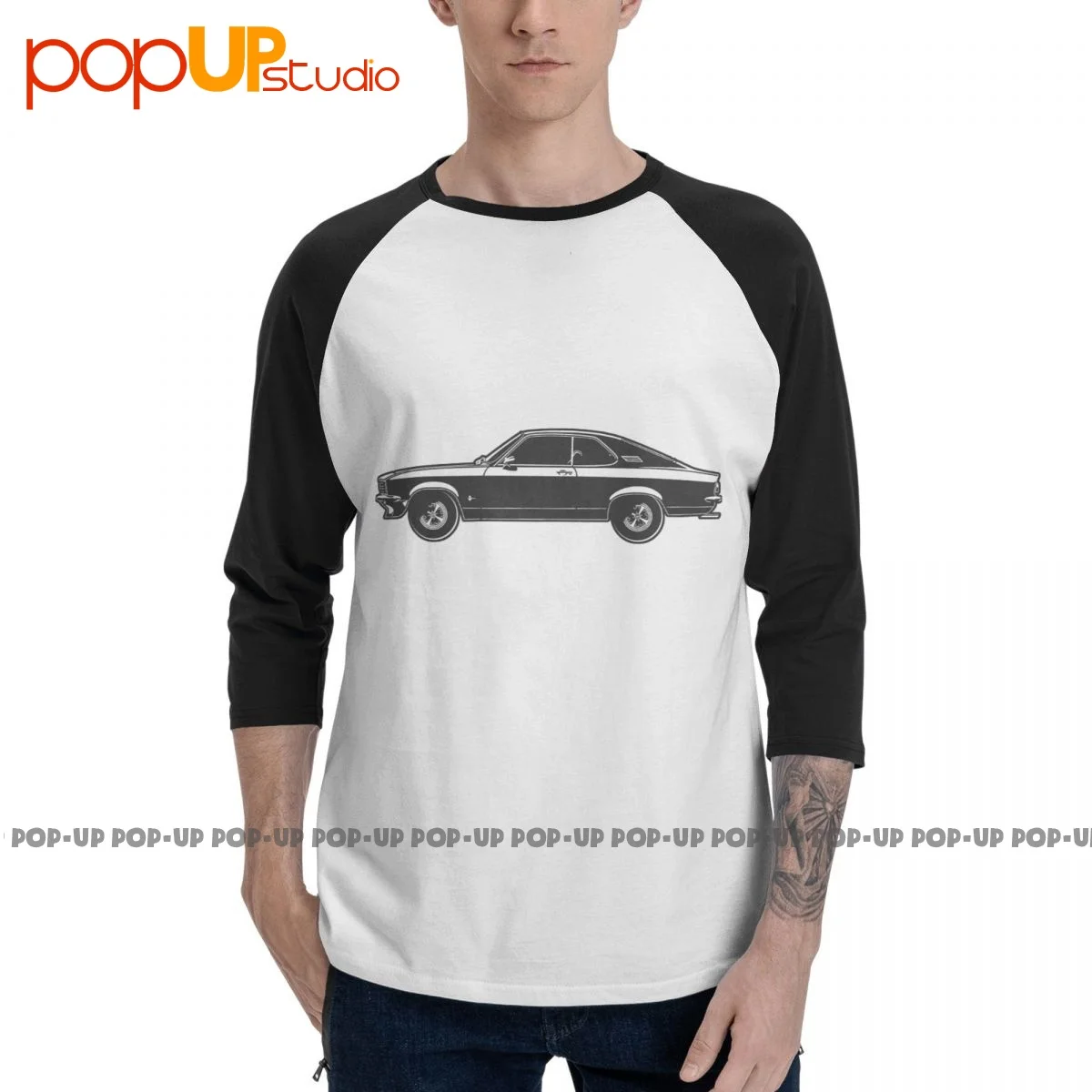 Rare Opel Manta A Coupe 1970 1975 T-Shirt Manica 3/4 Auto Tedesca Divertente Maglietta Raglan Della Migliore Qualità