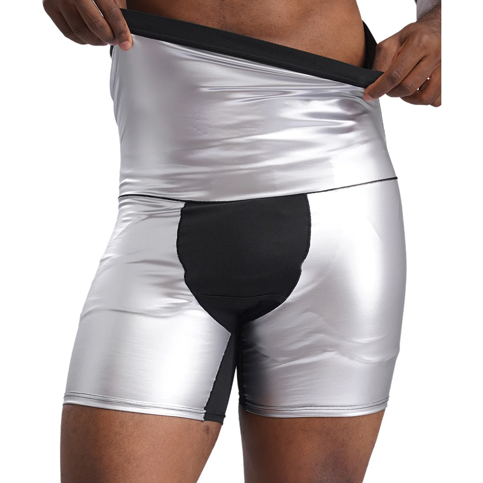 Men High Waist Sauna Short Pants Workout Compression Sweat Shorts Running Shorts Tummy Control Shapewear