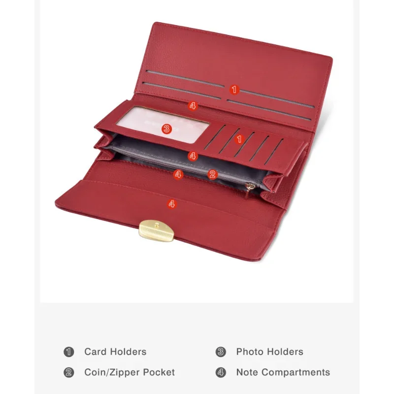 Woman Leather Purse Simple Long Wallet Ladies Green Thin Wallet Women Clutch Phone Bag Luxury Credit Card Holder Wallet Carteras
