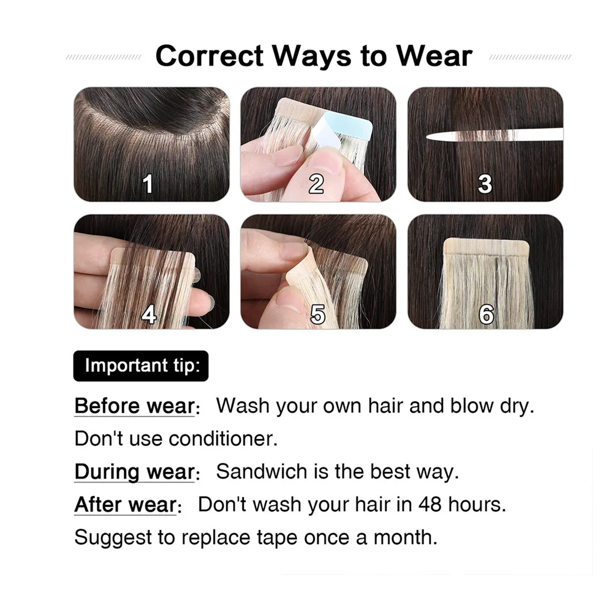 Tape in Hair Extensions Human Hair Seamless Real 20pcs