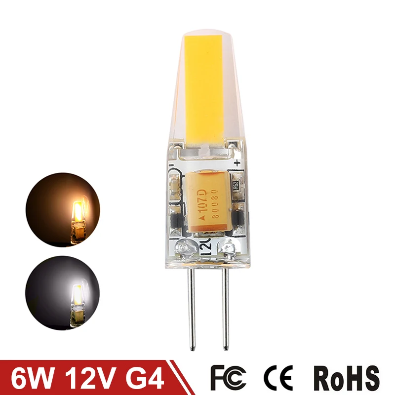 Goodland 6pcs/lot G4 LED Bulb AC/DC 12V Dimmable Lamp 3W 6W G4 Light Replace Halogen Lamp Chandelier High Brightness For Home