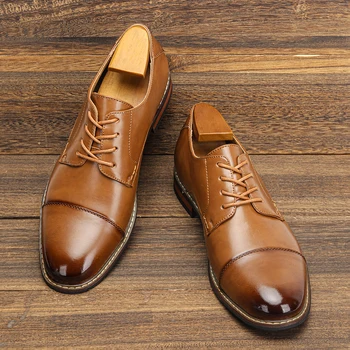 Men's Dress Shoes Fashion Comfortable 2025 Brand Leather Shoes Men
