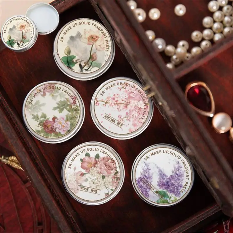 

Women Solid Perfumes Peony /Lotus/Sakura/Lavender Portable Balm Fresh Elegant Long-time Fragrances Body Antiperspirant Gift