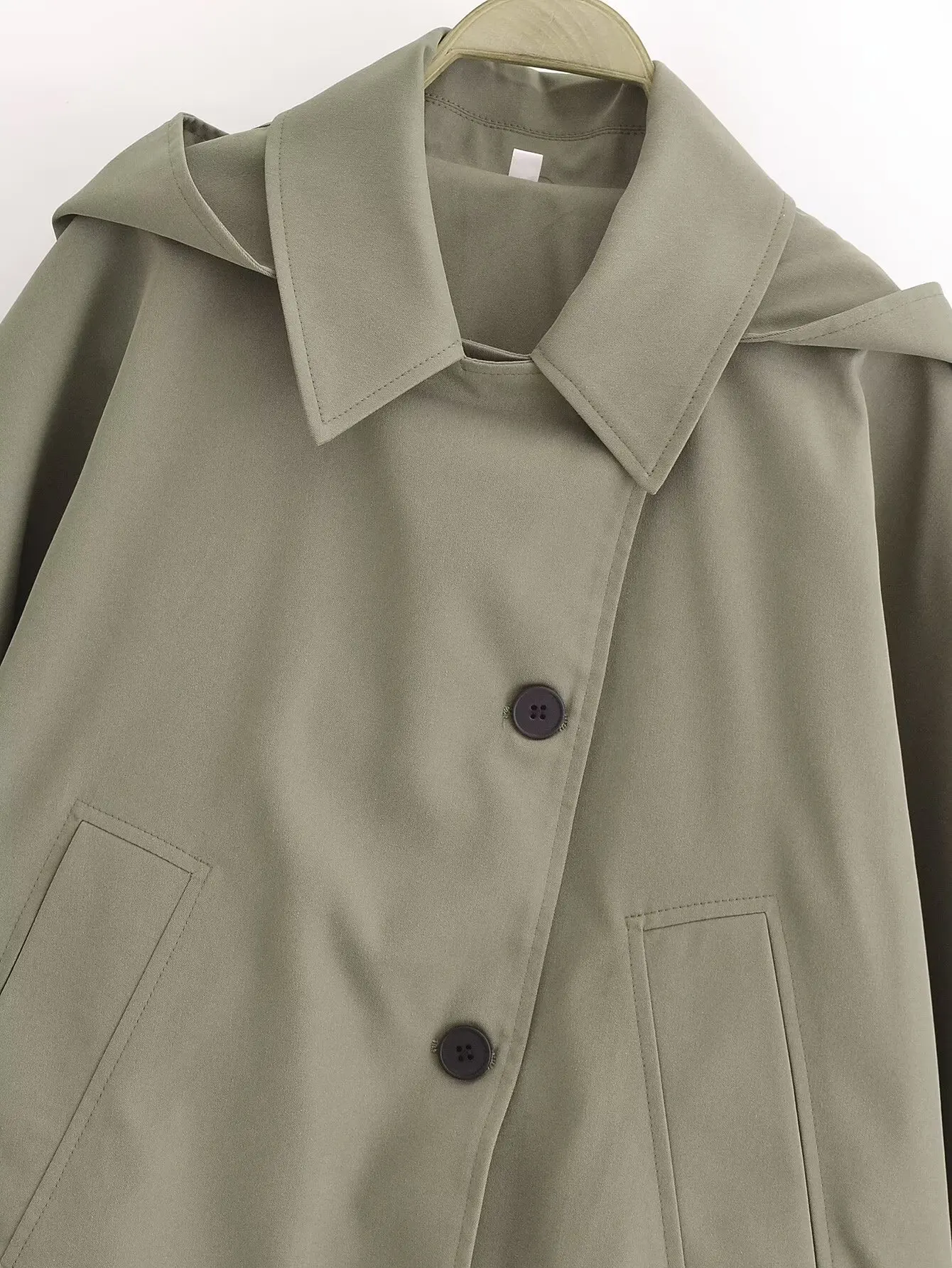 Female Cape Style Windbreaker Jackets Coat Hood Cropped Jacket Women Solid Trench Coat Autumn Long Sleeve Autumn Winter Coats