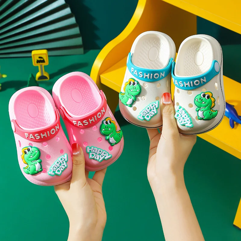 Children's Hole Garden Shoes Baby Boys‘ Girls‘ Slipper Cartoon Boys Dinosaur Girls Cute Anti Slip Capsules Soft Sole Sandals new cute little dinosaur baby slippers winter warm kids furry cotton slippers boys girls soft anti slip home slipper comfort