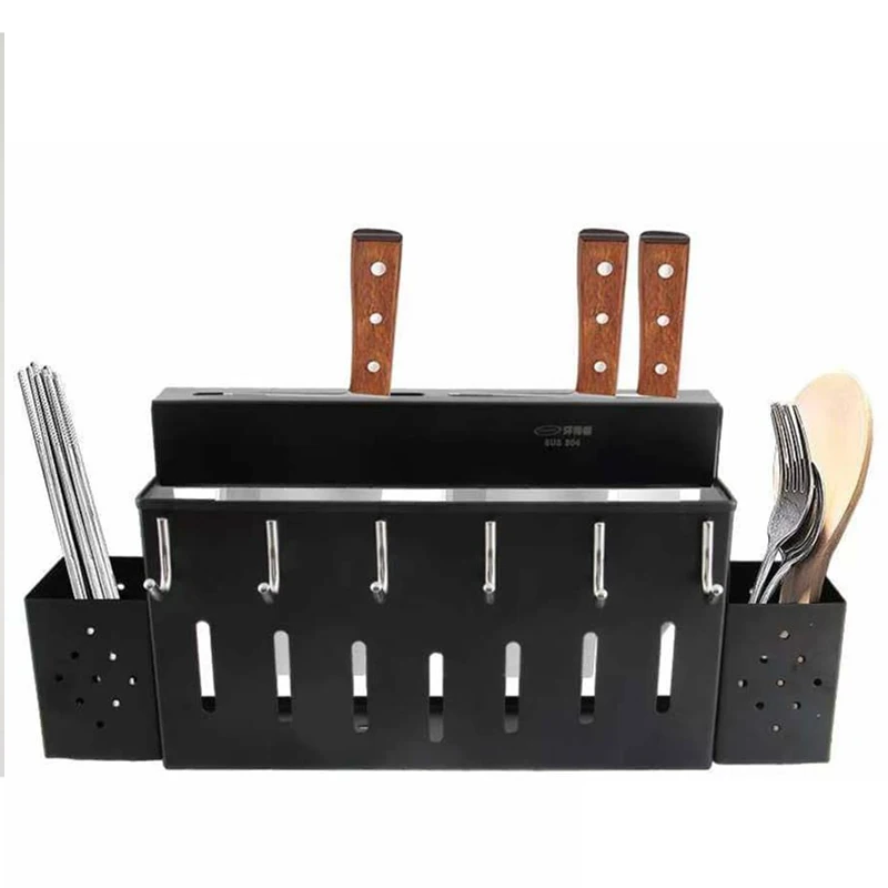 Stainless Steel Mounted Stand Knife Holder,Cutlery Storage Rack,Spoon Forks Organizer,Container with Drying Drainer