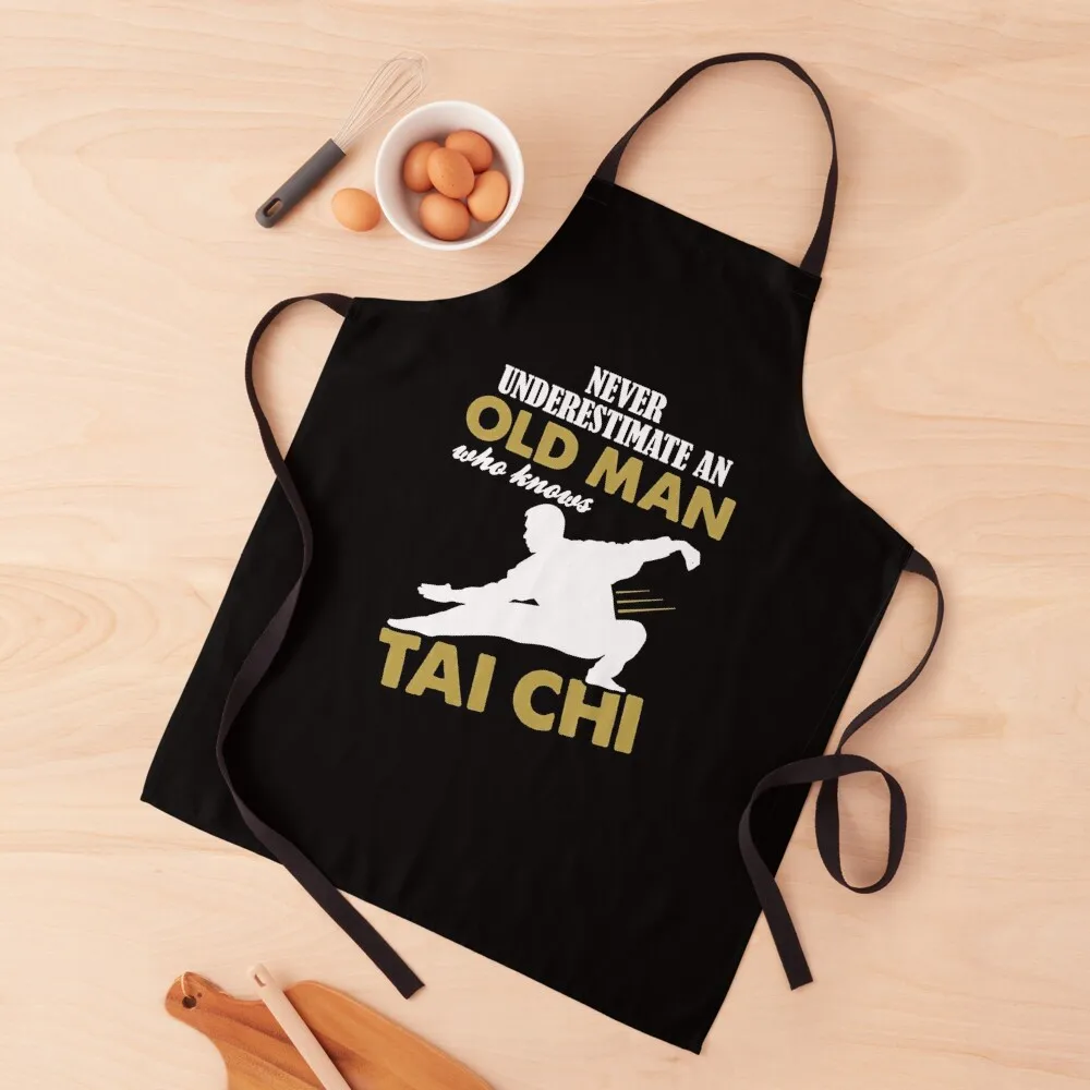 

Never Underestimate An Old Man Who Knows Tai Chi Apron Kitchen Front Sexy professional hairdresser Custom Apron
