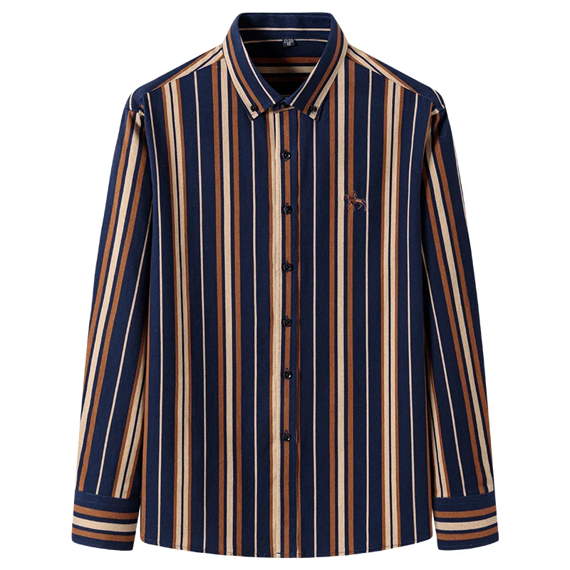 Cotton Shirt Plus size 6XL cotton korean fashion long-sleeve shirts for men slim fit formal plain shirt striped houndstooth plaid clothes