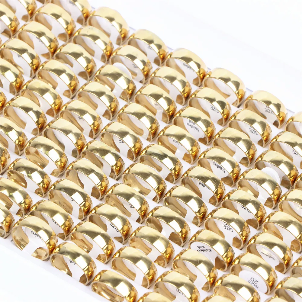 20 Teile/los Mode Klassische Glatte Sphärische Edelstahl Ring Paar Schwarz Gold Silber Farbe Hochzeit Schmuck Geschenke Großhandel – Detail 18