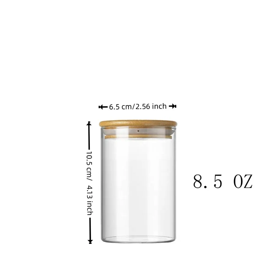 12 Pcs Round Spice Jars Glass Storage Jars with Bamboo Lids Stickers Candy Jars Coffee Jars Salt Jars Pepper Jars Tea Jars 3