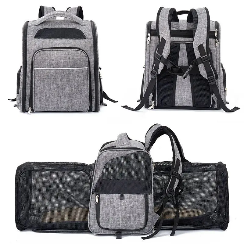 애완 동물 배낭 개 캐리어 고양이를 위한 확장 가능한 배낭 대형 중형 새끼 고양이 가방, 애완 동물 통기성 수송 야외 수하물 여행