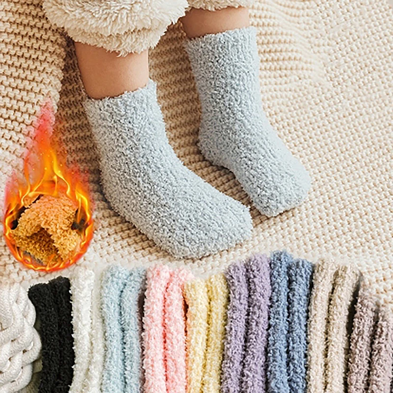 

Coral Fleece Socks Baby Autumn And Winter Thickened Mid-Calf Socks Infant Anti-Skid Toddler Socks Boys And Girls Floor Socks