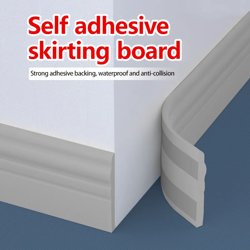 Decorative 3-Meter Skirting Board with Self-Adhesive Backing and Anti-Collision Design