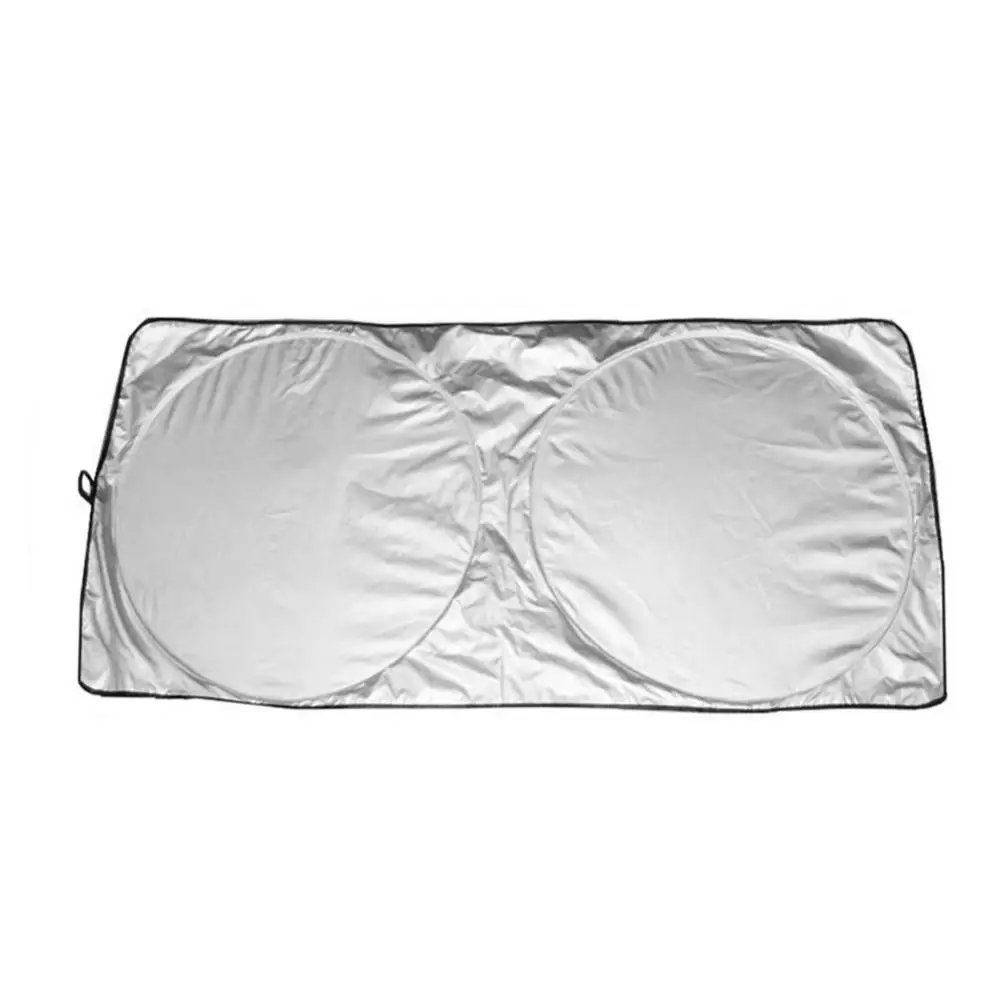 190cm x 90cm Foldable Truck Van Car Front Windshield Visor Cover Protector Double Circle Silver Tape Sunshade For Sun Blocking