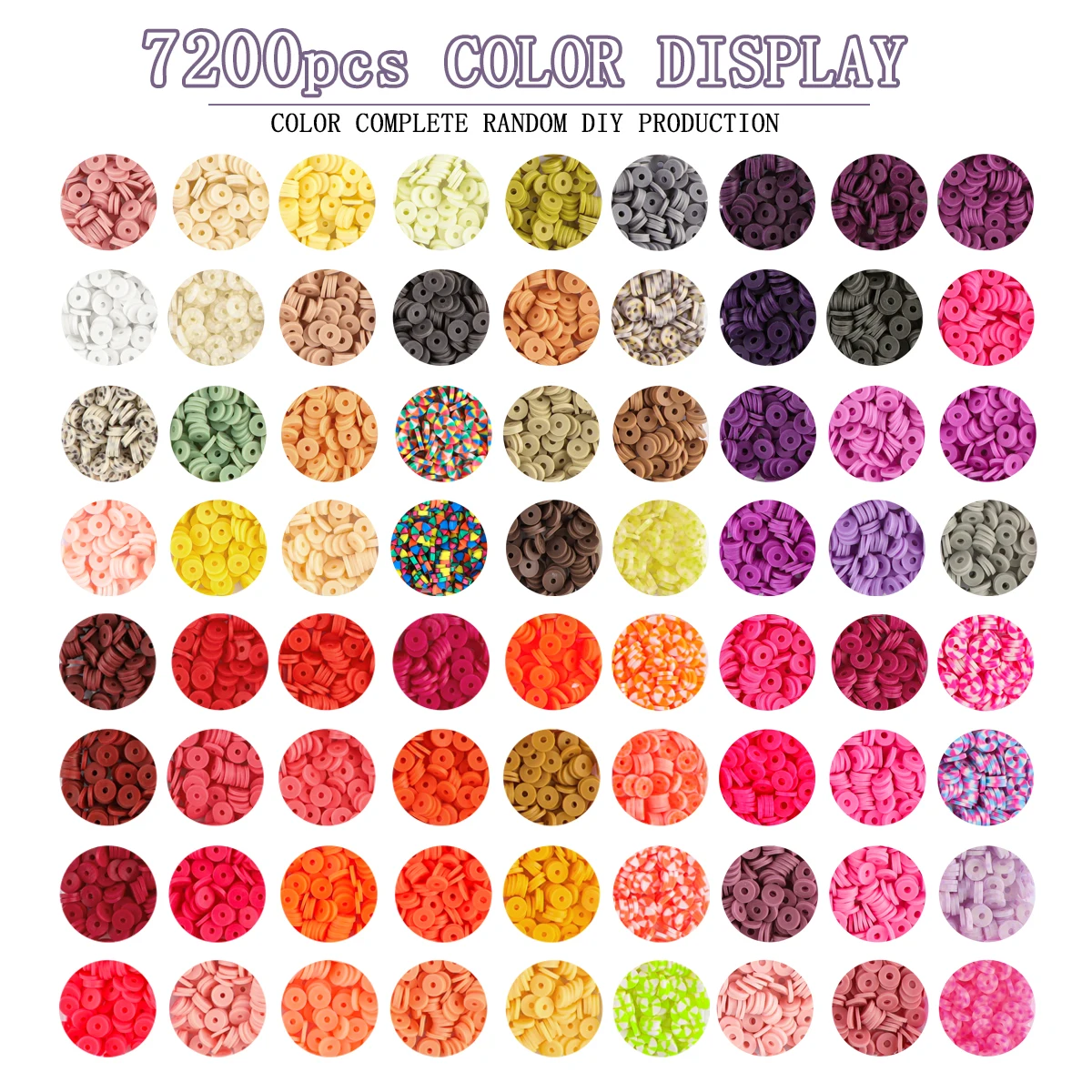 7200 Pcs 72 Colors Polymer Clay Beads For Bracelet Making Kit,3 Boxes DIY Polymer Clay Beads Kit