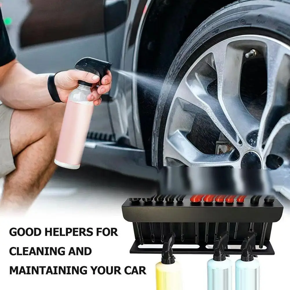 Detailing Brush Holder Spray Bottle Storage Rack Alloy Car Brush Organizer For Auto Cleaning Detailing Tools Storage Garage Tool 2
