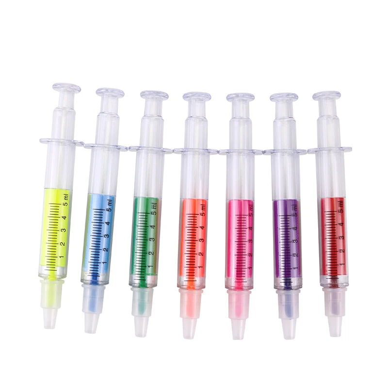 

21Pcs Kawaii Syringe Highlighter Pens Watercolor Pen Marker Stationery School Student Marker Pen Color