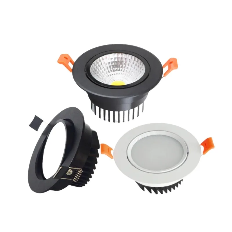 Round Dimmable LED COB Spotlight Ceiling Lamp AC85-265V 5W7W9W12W15W18W Aluminum Recessed Downlight Indoor Lighting led downlight recessed ceiling spotlight ceiling lamps