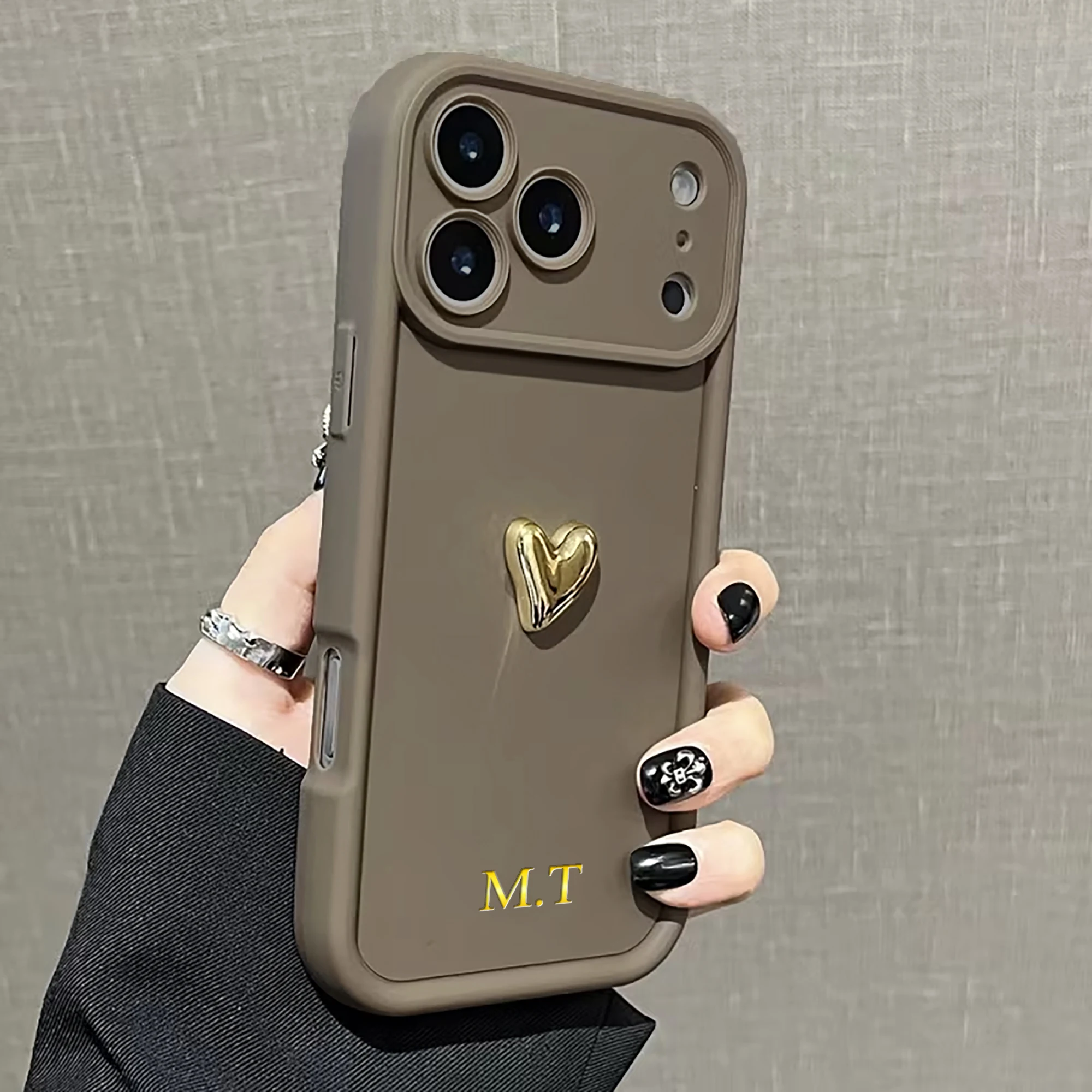 Custom Name TPU Hot Foil Stamping 3D Gold Love Heart