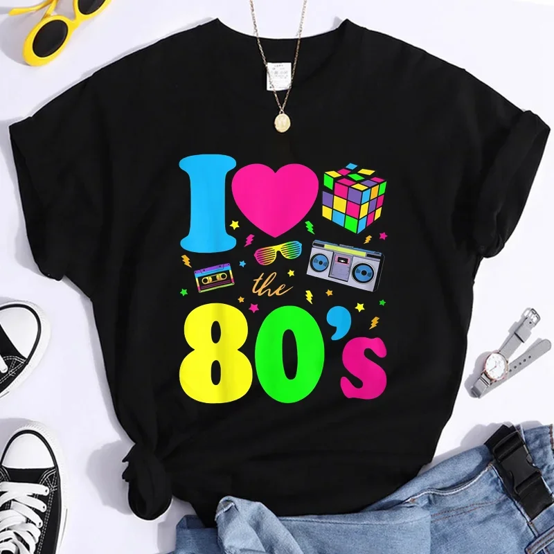 เสื้อยืดแฟชั่นวินเทจ 80s คลาสสิก ผู้หญิง