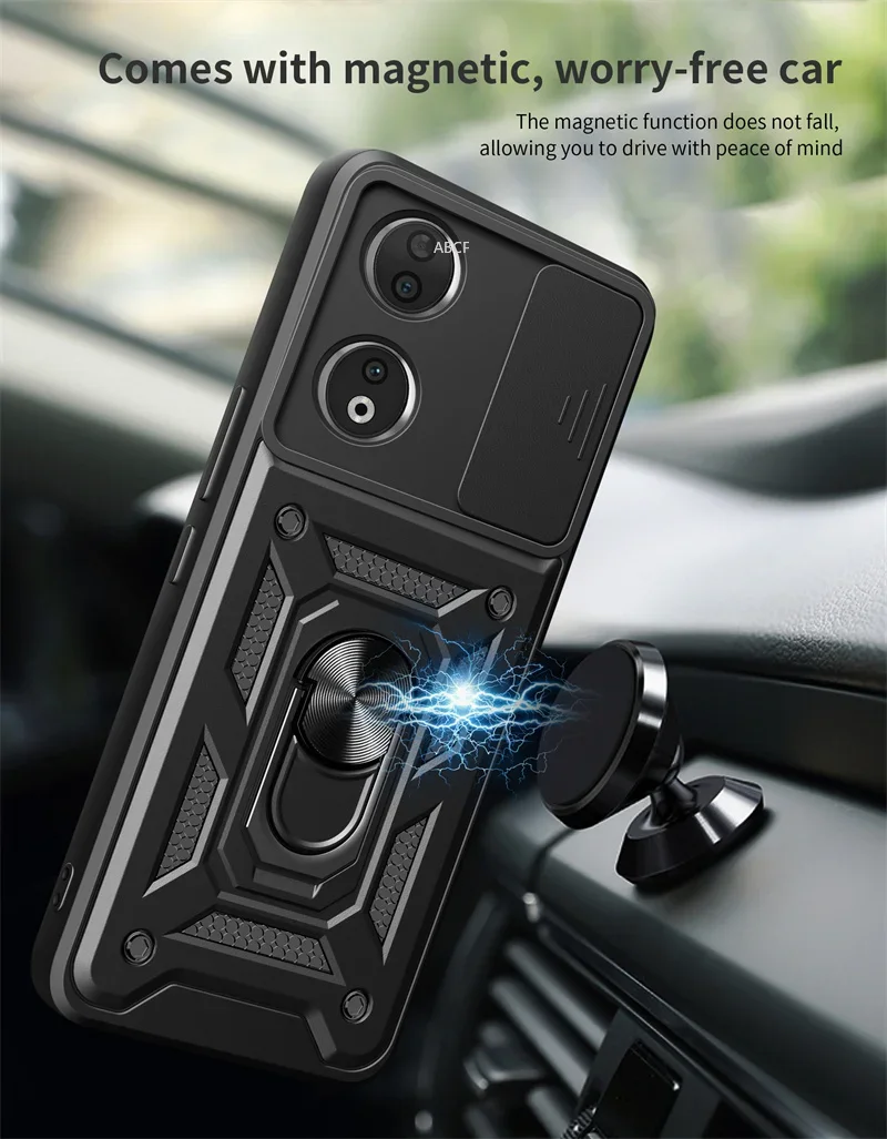 Shockproof Magnetic Ring Holder Armor Case with Lens Protection