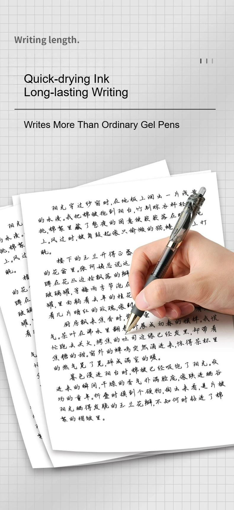 M&G Golden Flow einziehbarer Gelstift, ST-Spitze, schwarz, 0,5 mm, schnell trocknend, für Studenten, Prüfungen und Büroverzeichnungen – Detail 7