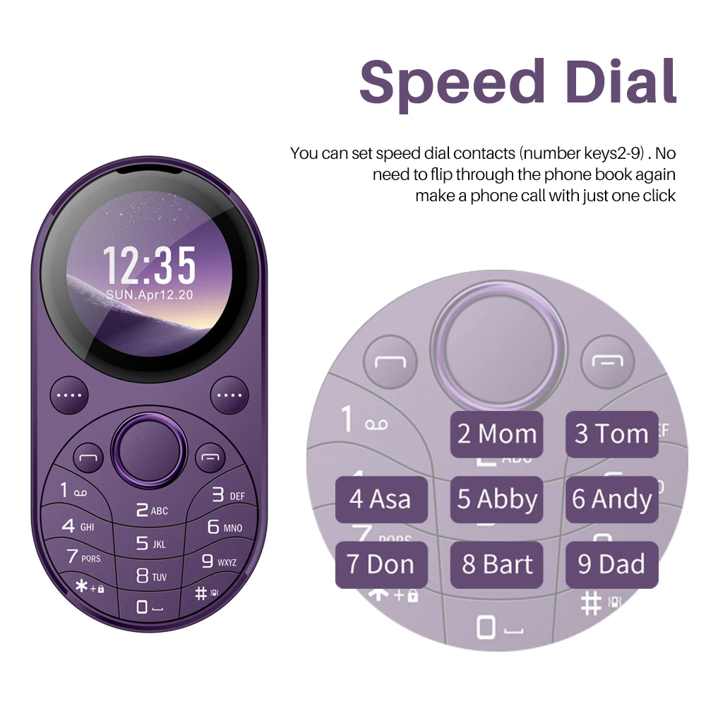 SERVO i15 Mini Circular Mobile Phone 1.39"Round Screen Magic Voice Speed Dial Blacklist Flashlight Oval Little Cellphone Type-C 6