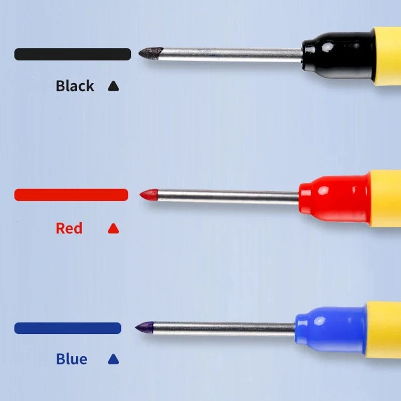 6pcs/set 33mm Red Blue Black Long Head Marking Pen Woodworking Decoration Deep Hole Waterproof Pen Multipurpose Marking Tool