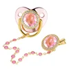 All Zircon Baby Pacifier Crystal Beads Chain Clips with Cover Newborn Boys Girls Silicone Pacifiers Holder Infant Shower Gifts 2