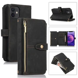 Elegant Flip Leather Phone Case with Long Lanyard and Zipper Wallet - iPhone 16 (Black)