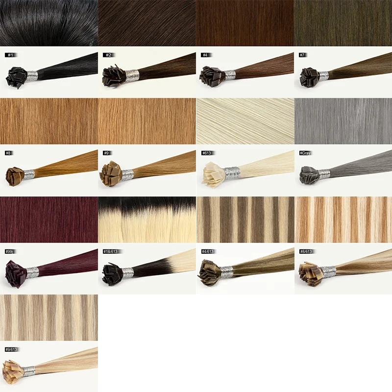 Flat Tip Hair Extensions Straight Real Hair Extensions 18-30 inch Capsules Keratin Ombre Blonde Colored Natural Human