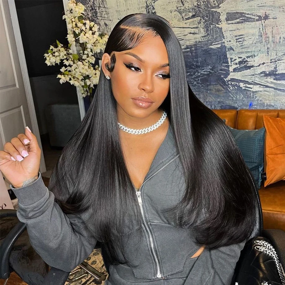 

Bone Straight Transparent HD Lace Frontal Wig For Women 30 Inch Brazilian Glueless Wig 13x4 Straight Lace Front Human Hair Wig