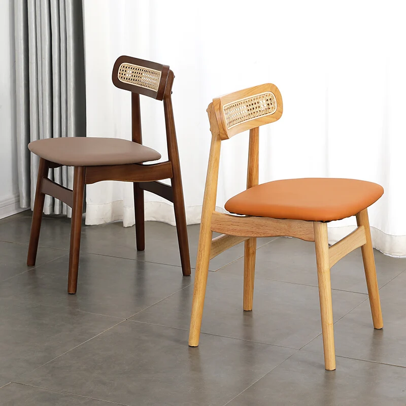 

Nordic Solid Wood Dining Chair Rattan Back Living Room Chairs Balcony Furniture Restaurant Modern Leisure Office Reading Chairs