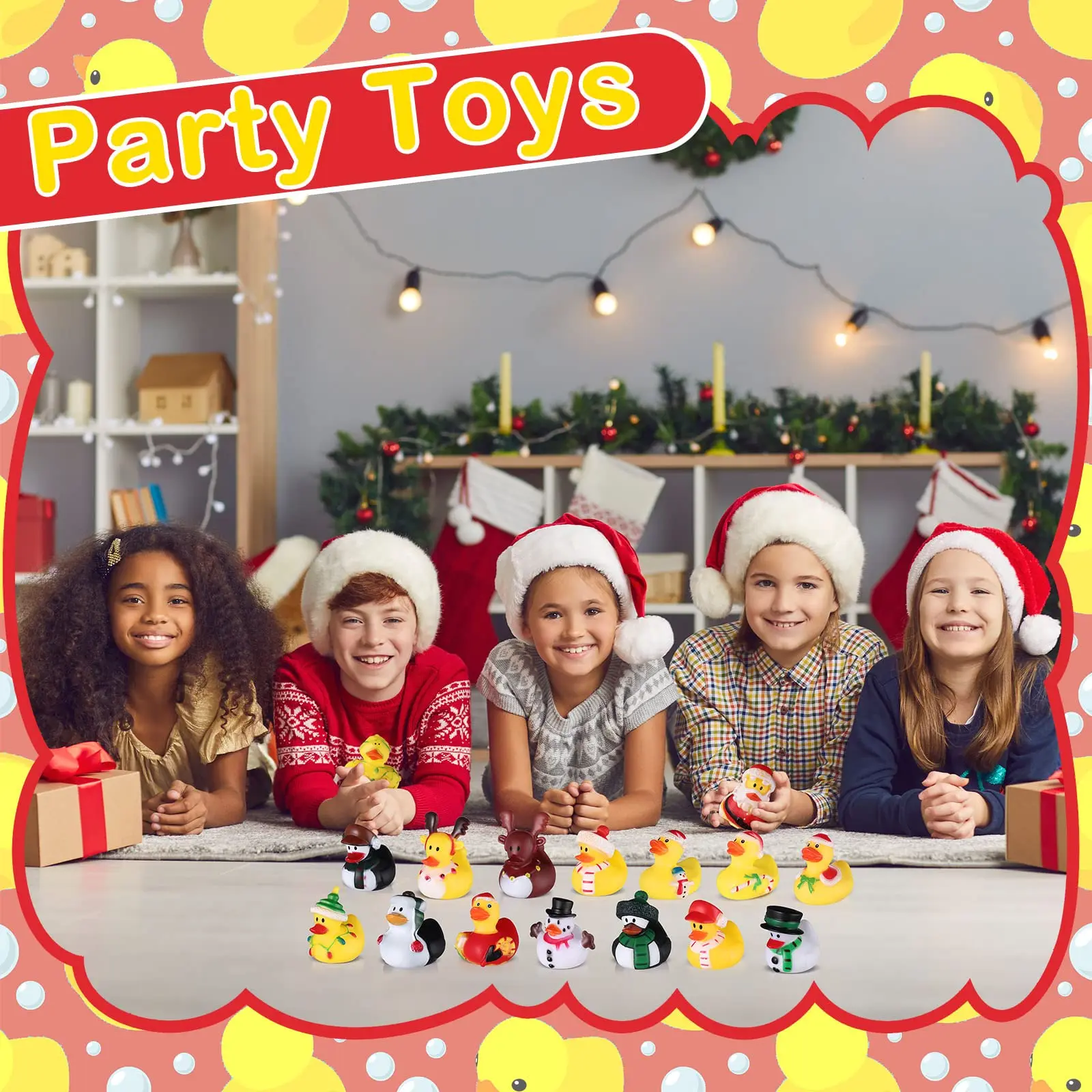 12/24/48 Pcs Christmas Rubber Ducks in Bulk Toys Holiday Rubber Ducks for Jeep Ducking, Xmas Party Favors Decorations 5