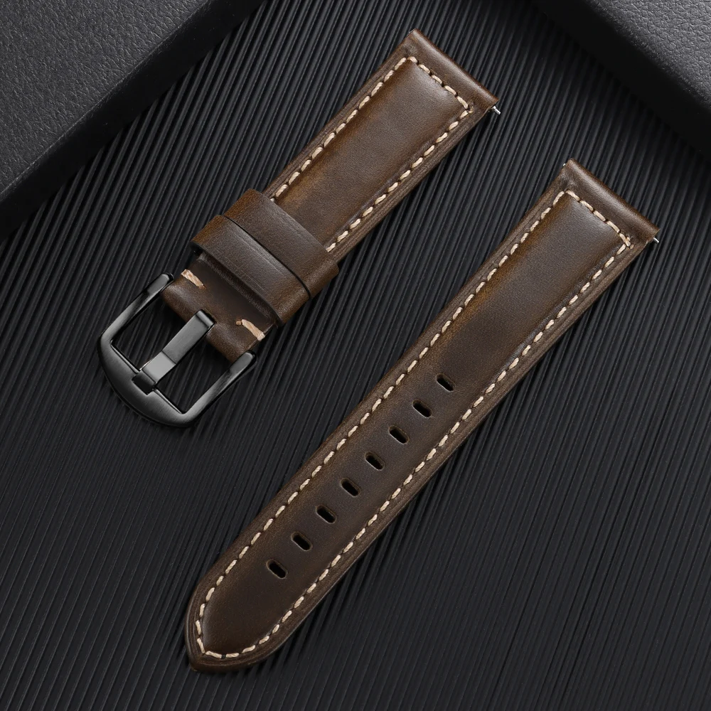 Vintage Leather Oil Wax Discoloration Watchband - Universal Replacement Sport Strap