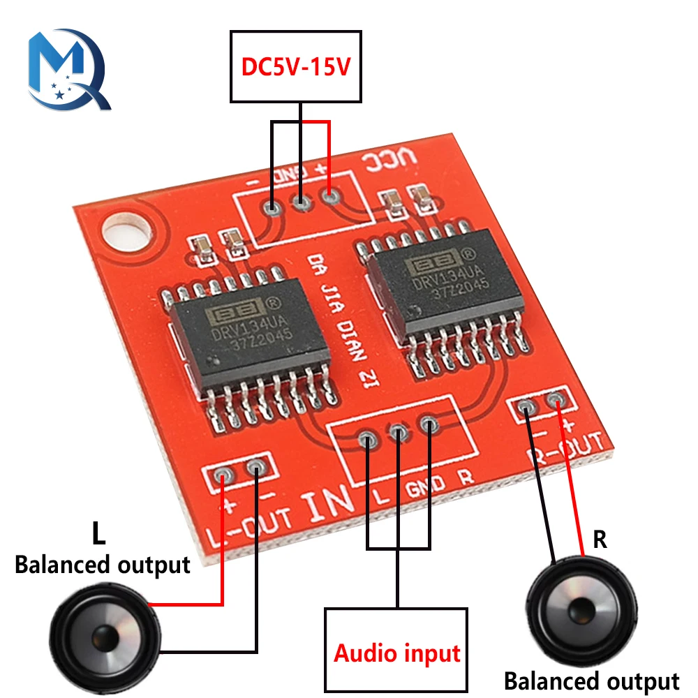Dual Channel DRV134 Unbalanced To Balance Board Use For Balanced Input