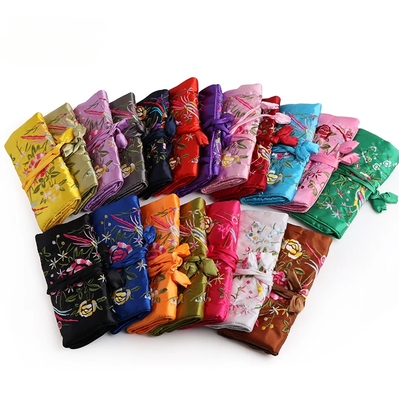 

Китайские шелковые ювелирные изделия, брикет 3, сумка на молнии с вышивкой, цветок, птица, дорожная сумка, маленькая Подарочная коробка для упаковки ювелирных изделий