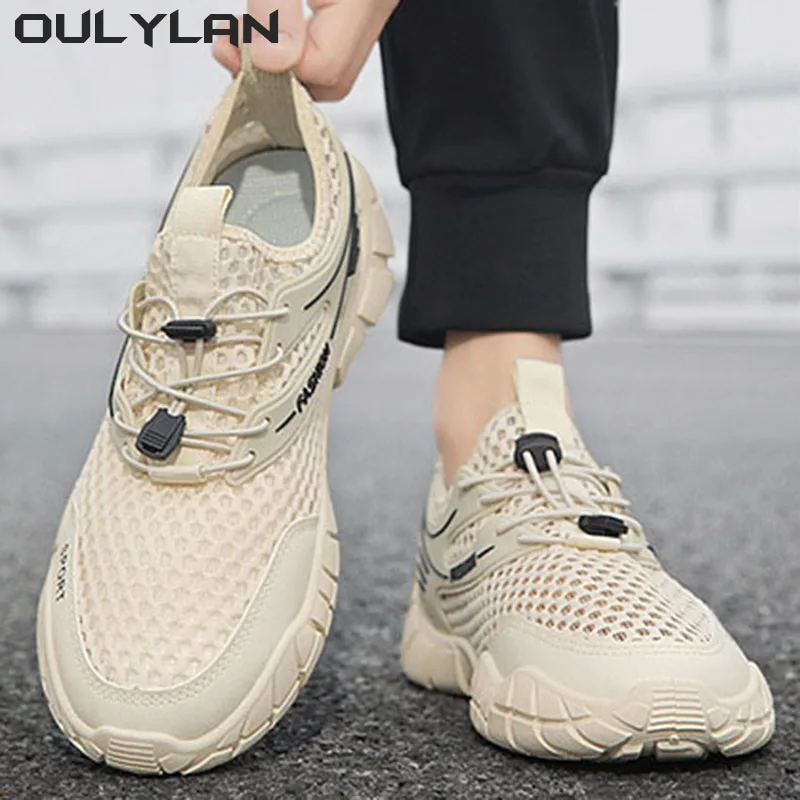 

Oulylan Breathable Casual Walking Running Sport Shoes Men's Non-Slip Hiking Boots Mesh Sneakers Lightweight Outdoor Jogging