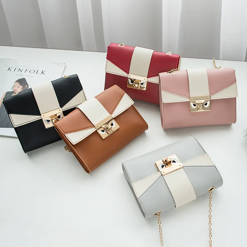 

Contrast Color Bag Cover Women's Shoulder Small Square Bag Cute Metal Crossbody Mobile Phone Coin Purse Chain Handbag