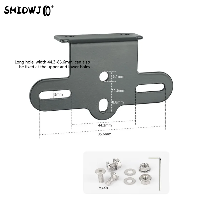 Motorcycle Bicycle License Plate Side Mount Holder Bracket Tail Brake Light Fit Holder Rear Light Reflective Sheeting Mount