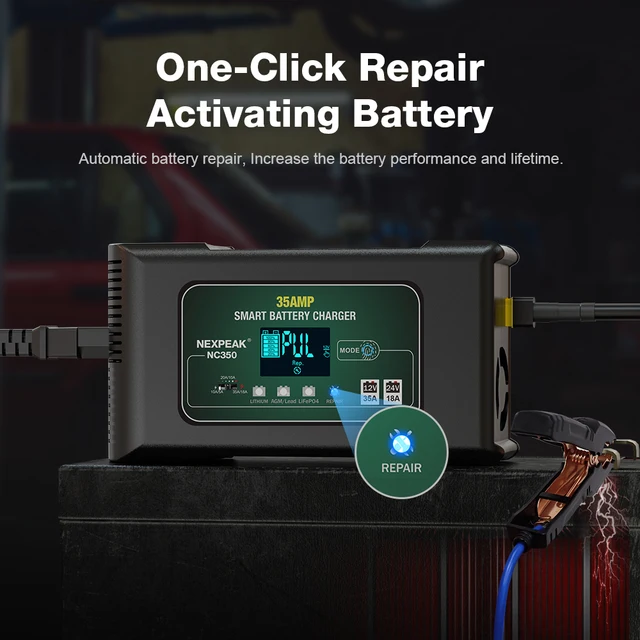 Batterie Ladegerät, NEXPEAK Batterieladegerät 35A 12V 24V Ladegeräte für  Autobatterien Mit LCD Touchscreen Automatische Temperaturkompensation  Reparaturmodus Erhaltungsladegerät Auto Motorrad Boot: : Auto &  Motorrad